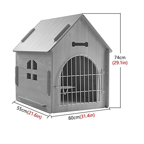 Caseta de Madera para Perros con Puerta de Hierro, cálida caseta para Perros y Gatos a Prueba de Viento, para balcón Interior/Patio Exterior (Color: Style2, Tamaño: M (51 & Times; 40 & Times; 52cm)