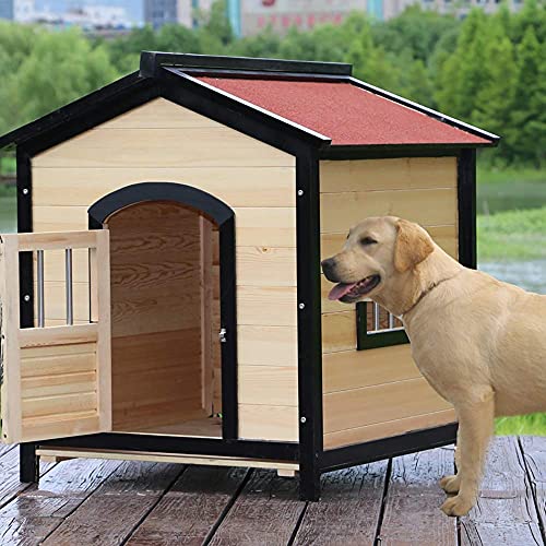 Caseta para perros Caseta de madera para perros Caseta para perros de madera para exteriores y patio protegido hacen un hogar especial para su mascota para interiores al aire libre (Color: Brown, Size