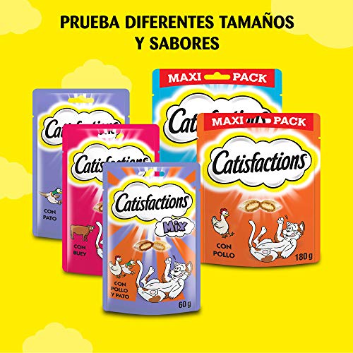 Catisfactions Premios para Gatos, Sabor Buey (Pack de 6 x 60g)