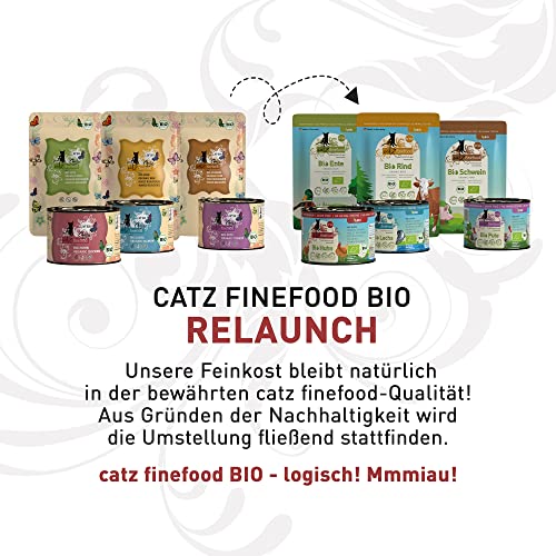 catz finefood Comida para Gatos ecológica de Pollo - N° 503 - Comida húmeda para Gatos - 12 x 85 g - Sin Cereales ni azúcar añadido (1,02 kg)