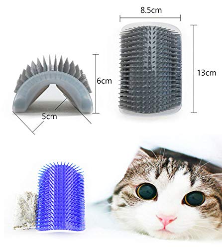 Cepillo de aseo automático para gatos paquete de 2 cepillos de masaje esquina para mascotas gatito para eliminar el pelo de perro herramienta rascador para animales de pelo largo y corto