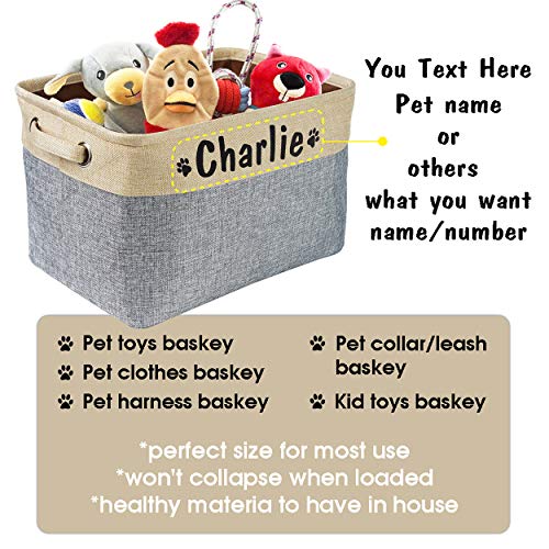 Cesta plegable para perro PET ARTIST con nombre personalizado de mascota – Caja de almacenamiento rectangular organizador para juguetes para perros, abrigos para perros, ropa para perros y accesorios