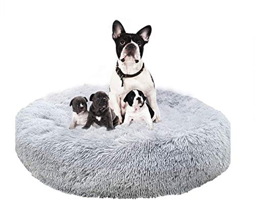 Chenge Cama para perros XL, mullida y redonda, cómoda cama para mascotas, sofá cama para cachorros XXL, cálida de piel sintética para gatos y perros medianos, lavable