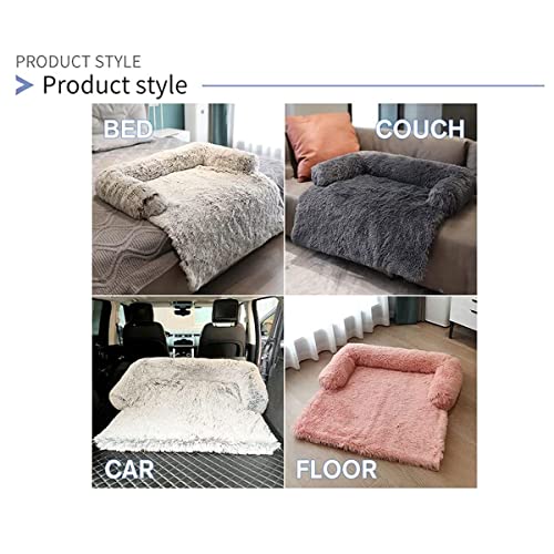 chenyu Sofá de cama para perro calmante y antiansiedad, suave alfombra para perro, cojín lavable, protector de cama para mascotas para perros y gatos (M, gris oscuro)