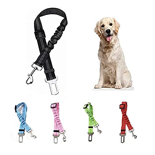 Cinturón de Seguridad para Perro - Cinturón elástico para Mascotas - Arnés Fabricado en Nylon con Parte elástica - 100% Seguro para tu Mascota (Negro)