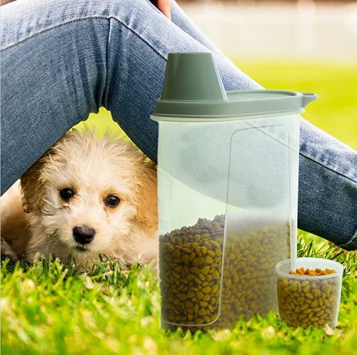 Citylife Contenedor hermético de alimentos para perros con taza medidora y boquilla para perros, gatos, pájaros, 2 unidades