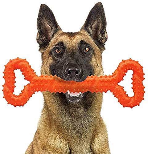 CMKJ - Juguete para perros agresivos para masticadores agresivos, juguete duradero para cambiar de dientes para perros enérgicos, medianos y grandes, color naranja