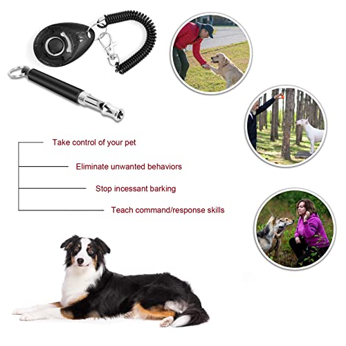 cobee Silbato y clicker de entrenamiento para perros, silbato de perro profesional con cordón para entrenamiento de cachorros de señuelo (Negro)