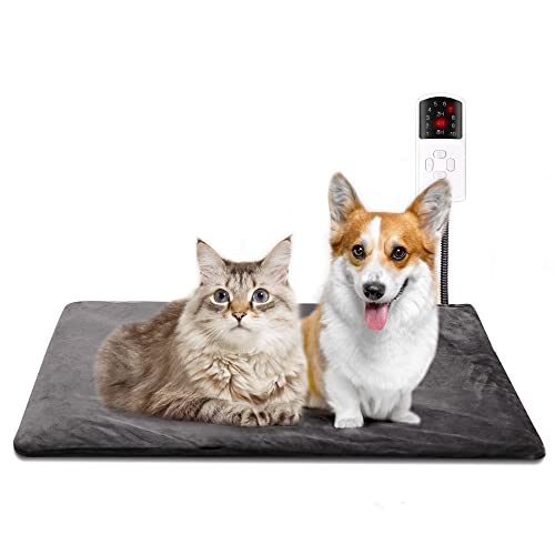 Cojín calefactor para animales de compañía, 70 x 45 cm, calefactor eléctrico para perros y gatos, alfombrilla calefactora impermeable con temporizador y termostato