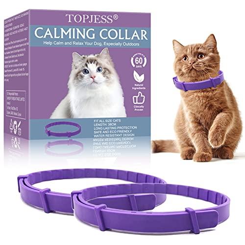 Collar calmante para gatos, Collar de calmante Ajustable para Gatos, alivia la ansiedad, collar calmante natural de larga duración, Seguro e Impermeable, Collar de Calma para Gatos (Paquete de 2)