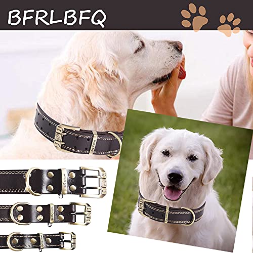 Collar de cuero genuino para perros - Collares de perro resistentes para perros de razas pequeñas, medianas y grandes (marrón S (cuello 30cm-40cm))