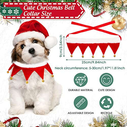 Collar de Mascota de Navidad Collar de Gato Ajustable con Cascabel Accesorios de Disfraz de Mascota de Navidad Collar Cálido de Blanco y Rojo para Decoración de Gato Perro