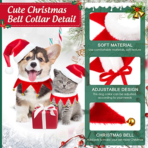 Collar de Mascota de Navidad Collar de Gato Ajustable con Cascabel Accesorios de Disfraz de Mascota de Navidad Collar Cálido de Blanco y Rojo para Decoración de Gato Perro