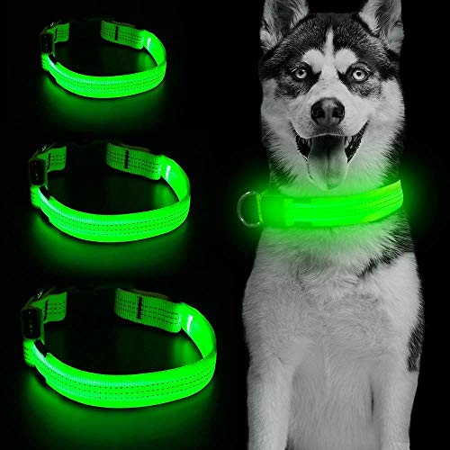 Collar de perro Clan_X LED recargable por USB que brilla en la oscuridad intermitente collar para mascota, collares de perro con luz para mantener a tus mascotas visibles y seguras, S/M/L