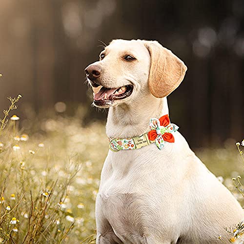Collar De Perro Collar De Perro Con Estampado Floral, Collares De Nailon Personalizados Con Estampado De Moda Para Perros Con Placa De Identificación Grabada Gratis Para Perros Pequeños, Medianos Y G