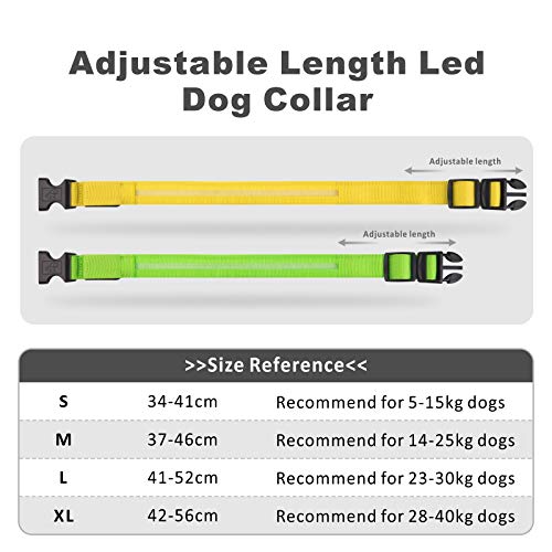 Collar de Perro LED Baytion Collar de Perro Luminoso Recargable USB con Collar Intermitente Recargable e Impermeable (X-Large(42-56cm/28-40kg Dogs))