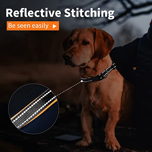 Collar de Perro Suave Acolchado Neopreno Ajustable Collares Reflectantes para Mascotas para Perros PequeñOs Medianos Grandes - Naranja -L