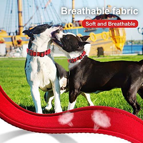 Collar de Perro Suave Acolchado Neopreno Ajustable Collares Reflectantes para Mascotas para Perros PequeñOs Medianos Grandes - Rojo - S