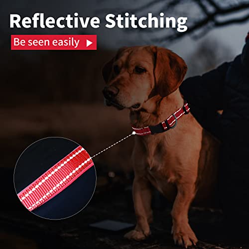Collar de Perro Suave Acolchado Neopreno Ajustable Collares Reflectantes para Mascotas para Perros PequeñOs Medianos Grandes - Rojo - S