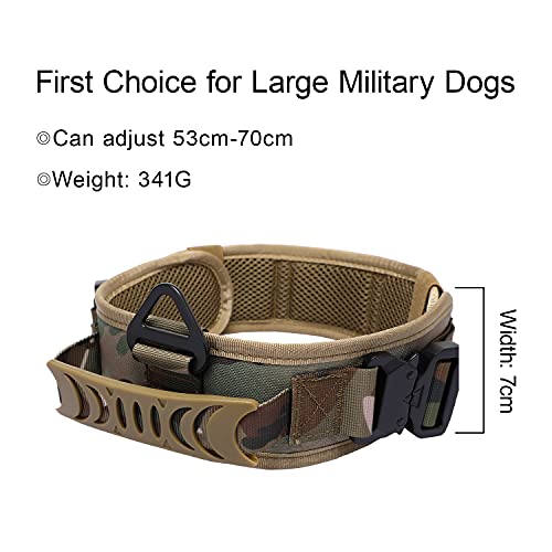Collar de Perro táctico Grande, Collar de Perro Militar para 2.1 "de Ancho, Collar de Perro de Nailon Ajustable, Hebilla de Metal Resistente con asa para adiestramiento de Perros