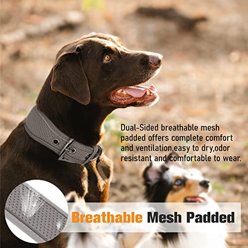 Collar para perro ajustable de malla transpirable, reflectante, suave acolchado K-9, para perros medianos y grandes, 5 cm de ancho, color negro, M
