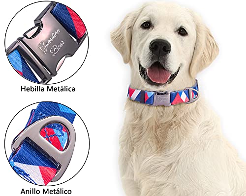 Collar Perro Mediano Premium con Cierre Metálico, Seguro y Ajustable. Collares para Perros y Cachorros Cómodos, Modernos y de Diseño. Serie New York.