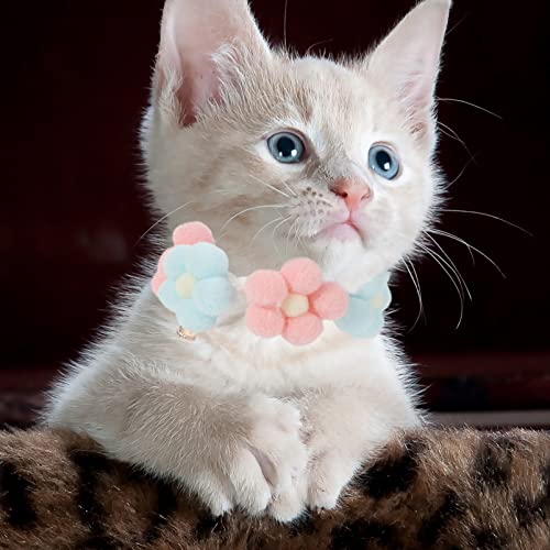 Collares de Gatos Cuello de Peluche Forma de Flores Accesorios de Disfraces para Gatitos Traje de Perro Cumpleaños Punto de Cumpleaños Bufanda M