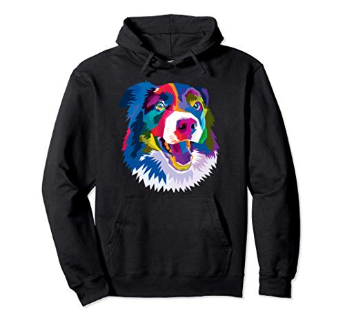 Colorido Border collie Lindo perro geométrico estilo pop art Sudadera con Capucha