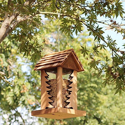 Comedero Pajaros Acsorios para comederos Mesa de alimentación de pájaros colgantes de madera para el jardín Decoraciones únicas de jardín de cajas de novedad para ahorro de espacio al aire libre
