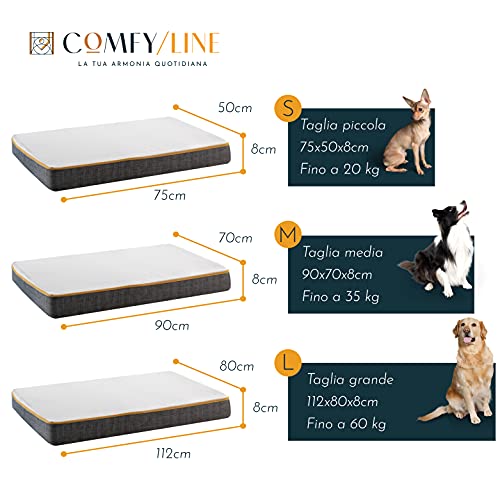 Comfy Line – Caseta para perro de interior con colchón para animales de talla grande, cojín desenfundable para perros y gatos, funda transpirable y antiolor. Fabricado en Italia 100%