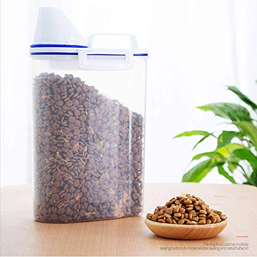 Contenedores de alimentos para mascotas Caja de contenedores para cereales transparente con taza de medición