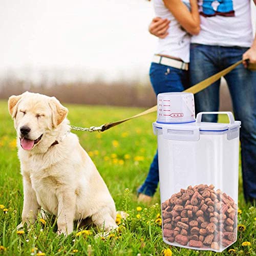 Contenedores de alimentos para mascotas Caja de contenedores para cereales transparente con taza de medición