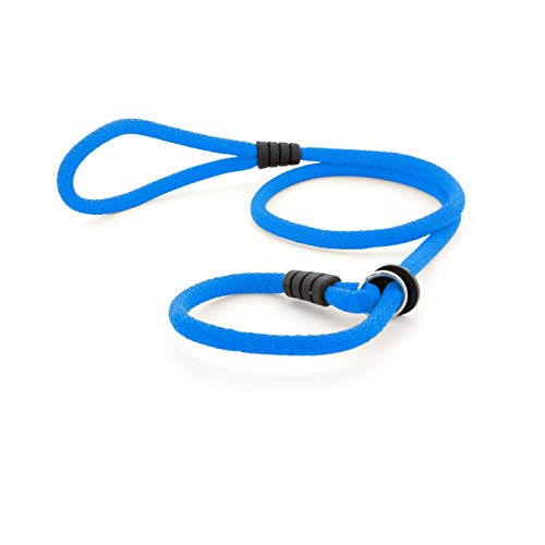 Correa de Perro para Adiestramiento - Correa de Entrenamiento para Perros Medianos y Grandes - Collar y Cuerda con Regulador - 150 cm x 12mm (Azul)