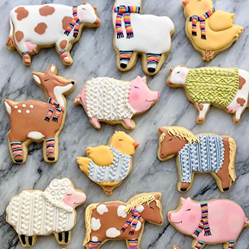 Crethink Juego de 7 cortadores de galletas de animales de granja, oveja, pollo, pato, perro, cerdo y gato para hornear