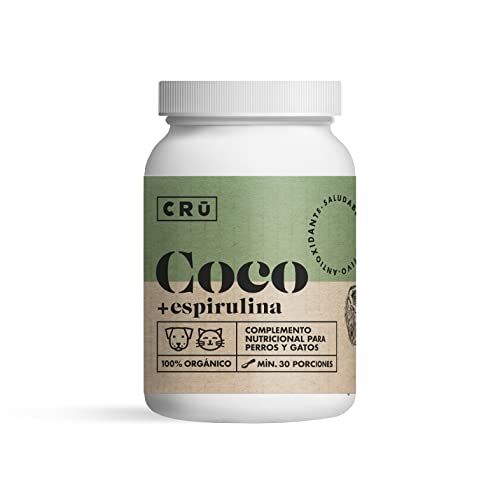 CRU - Complemento Nutricional para Perro y Gato - Coco + espirulina Detox 100% Natural, 200g