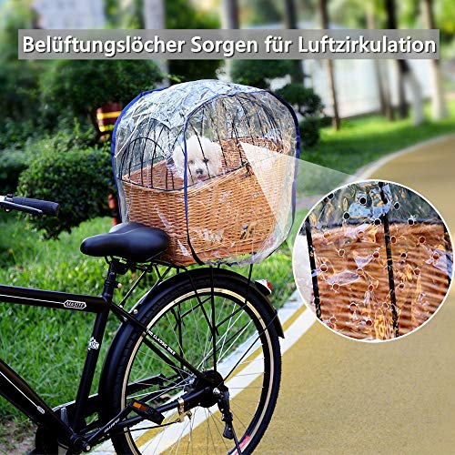 Cubierta de lluvia para cesta de bicicleta para perros XL y XXL, cubierta para la lluvia para portaequipajes de mascotas, para cesta de bicicleta en tamaño 56 × 36 cm y 60 × 37 cm, color azul