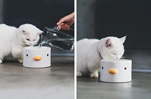 Cuenco de Comida para Gatos Cuenco de Comida Antideslizante y Antideslizante, con Forma de Pollito, Fabricado en cerámica, Apto para Perros pequeños y Todo Tipo de Gatos.