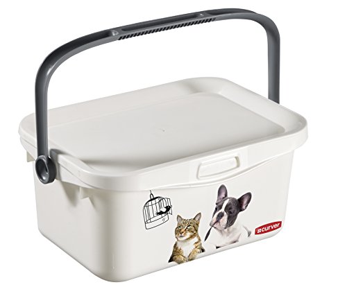CURVER | Caja con Tapa Multiboxx 3L Perro y Gato, Blanco, contenedor de 25,7 x 17,8 x 11,3 cm