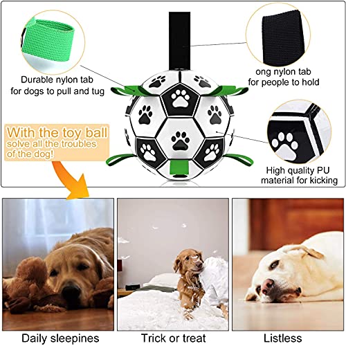 DA HAI Juguete para Perros, Balón de fútbol para Perros de con lengüetas de Agarre Juguetes interactivos para Perros con Bomba de balón y Aguja para Perros pequeños