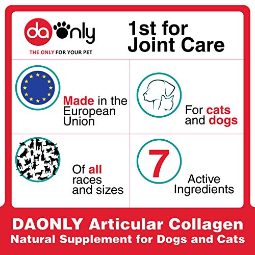 DAONLY colágeno Natural antiinflamatorio para Perros |120 Comprimidos| Pastillas Naturales | Alternativa a medicamentos y condroprotectores para Gatos (120 Tabletas)