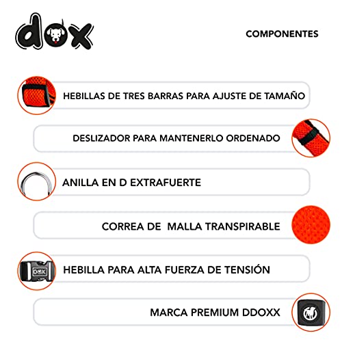 DDOXX Arnés Perro Step-In Air Mesh, Ajustable, Acolchado | Muchos Colores & Tamaños | para Perros Pequeño, Mediano y Grande | Accesorios Gato Cachorro | Naranja, M