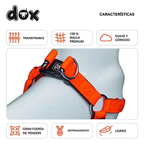 DDOXX Arnés Perro Step-In Air Mesh, Ajustable, Acolchado | Muchos Colores & Tamaños | para Perros Pequeño, Mediano y Grande | Accesorios Gato Cachorro | Naranja, M