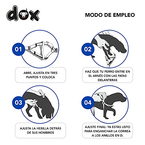 DDOXX Arnés Perro Step-In Nylon, Ajustable | Muchos Colores & Tamaños | para Perros Pequeño, Mediano y Grande | Accesorios Gato Cachorro | Azul, M