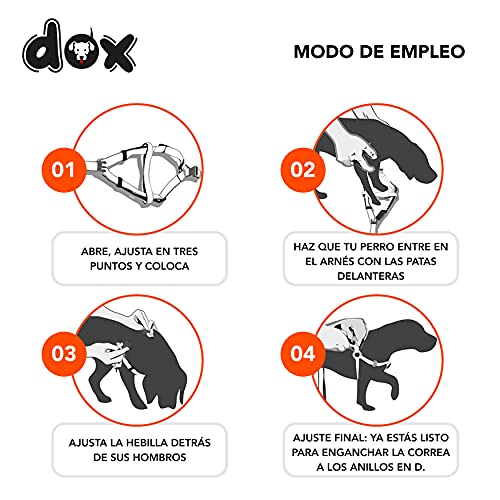 DDOXX Arnés Perro Step-In Nylon, Ajustable | Muchos Colores & Tamaños | para Perros Pequeño, Mediano y Grande | Accesorios Gato Cachorro | Naranja, S