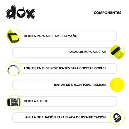 DDOXX Collar Perro Nylon, Ajustable | Muchos Colores & Tamaños | para Perros Pequeño, Mediano y Grande | Collares Accesorios Gato Cachorro | Amarillo, S