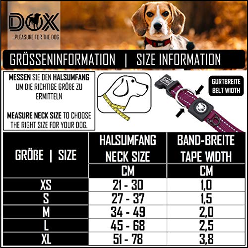 DDOXX Collar Perro Nylon, Reflectante, Ajustable | Muchos Colores & Tamaños | para Perros Pequeño, Mediano y Grande | Collares Accesorios Gato Cachorro | Violeta Violett, M