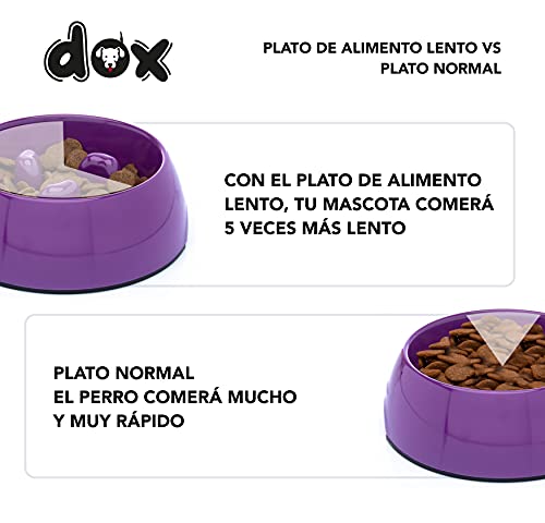 DDOXX Comedero Antivoracidad Perro, Antideslizante | Muchos Colores y Tamaños | para Perros Pequeño, Mediano y Grande | Bol Accesorios Melamina Gato Cachorro | Violeta, 140 ml
