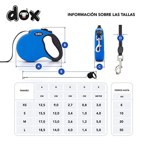 DDOXX Correa Perro Enrollable Reflectante Tamaños de Correas para Perros |Perros Pequeños y Grandes | Correa Perro Extensible | Accesorios para Perros | Azul XS | 3m | hasta 8 kg