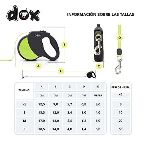DDOXX Correa Perro Enrollable Reflectante Tamaños de Correas para Perros |Perros Pequeños y Grandes | Correa Perro Extensible | Accesorios para Perros | Negro S | 4m | hasta 10 kg