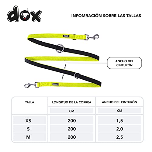 DDOXX Correa Perro Multiposición Air Mesh, Ajustable en 3 tamaños, 2m | Muchos Colores & Tamaños | para Perros Pequeño, Mediano y Grande | Correa Accesorios Doble 2 Gato Cachorro | Amarillo, M